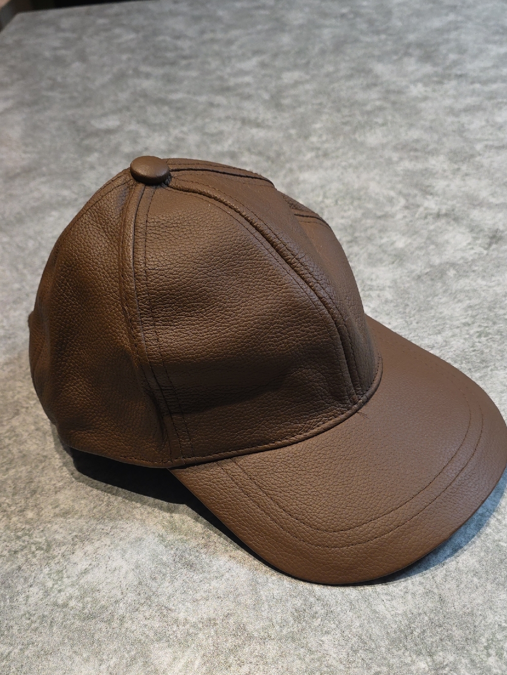 Brown Leather Baseball Cap